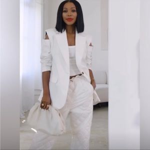 NWT Future Collective Kahlana Barfield Brown Open Shoulder Oversized Blazer